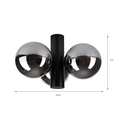 Candeeiro de tecto SFERIO 3xE14/5W/230V preto/preto fumado