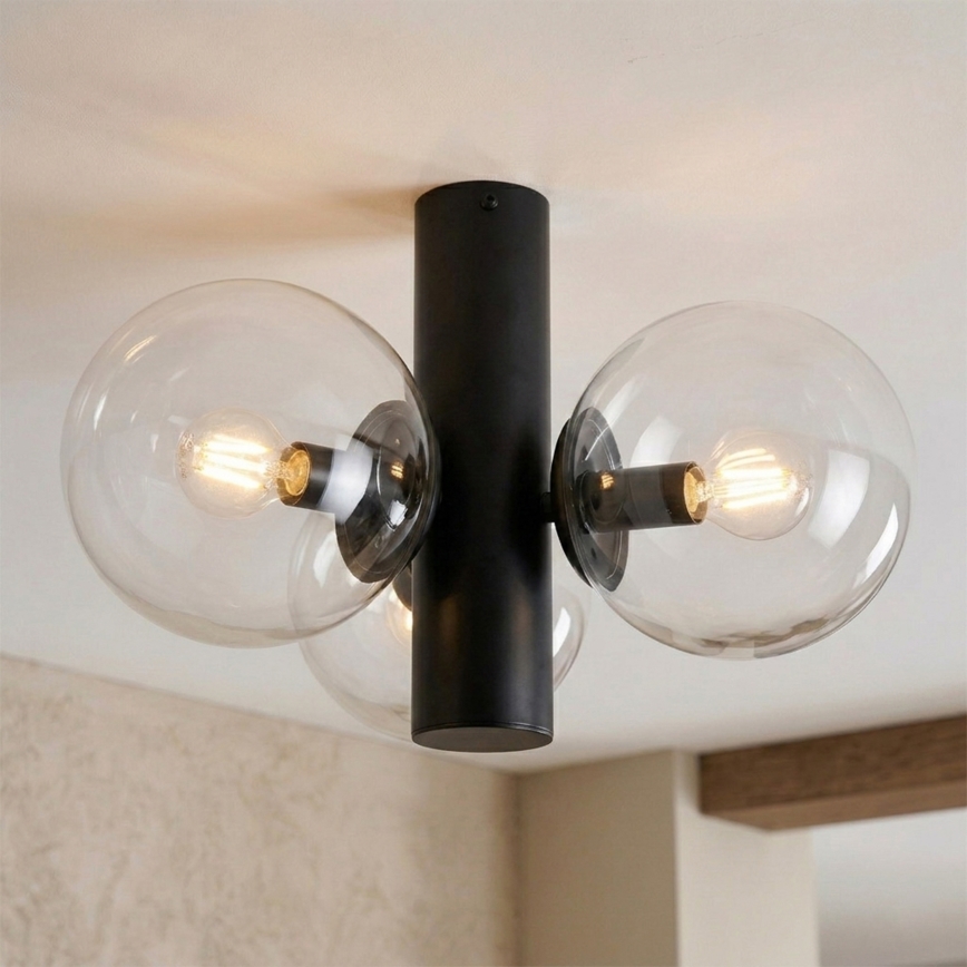 Candeeiro de tecto SFERIO 3xE14/5W/230V preto/transparente