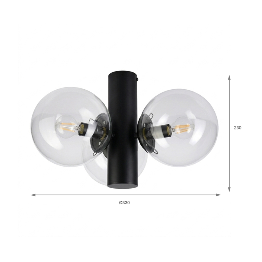 Candeeiro de tecto SFERIO 3xE14/5W/230V preto/transparente