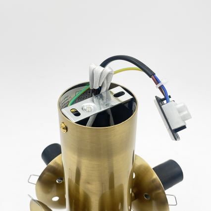 Candeeiro de tecto SFERIO 4xE14/5W/230V latão/bege fumado