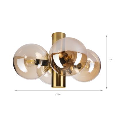 Candeeiro de tecto SFERIO 4xE14/5W/230V latão/bege fumado