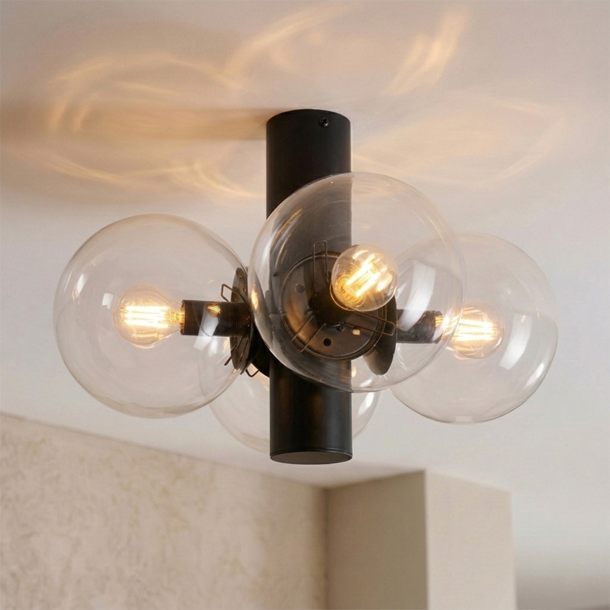 Candeeiro de tecto SFERIO 4xE14/5W/230V preto/transparente