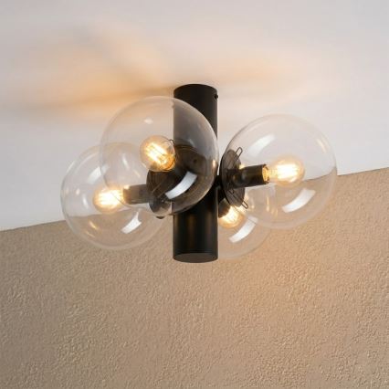 Candeeiro de tecto SFERIO 4xE14/5W/230V preto/transparente