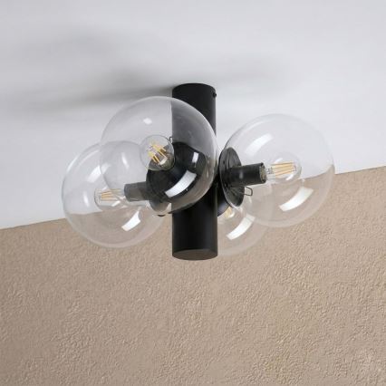 Candeeiro de tecto SFERIO 4xE14/5W/230V preto/transparente