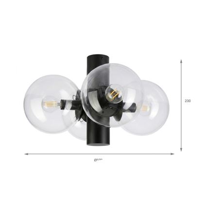 Candeeiro de tecto SFERIO 4xE14/5W/230V preto/transparente