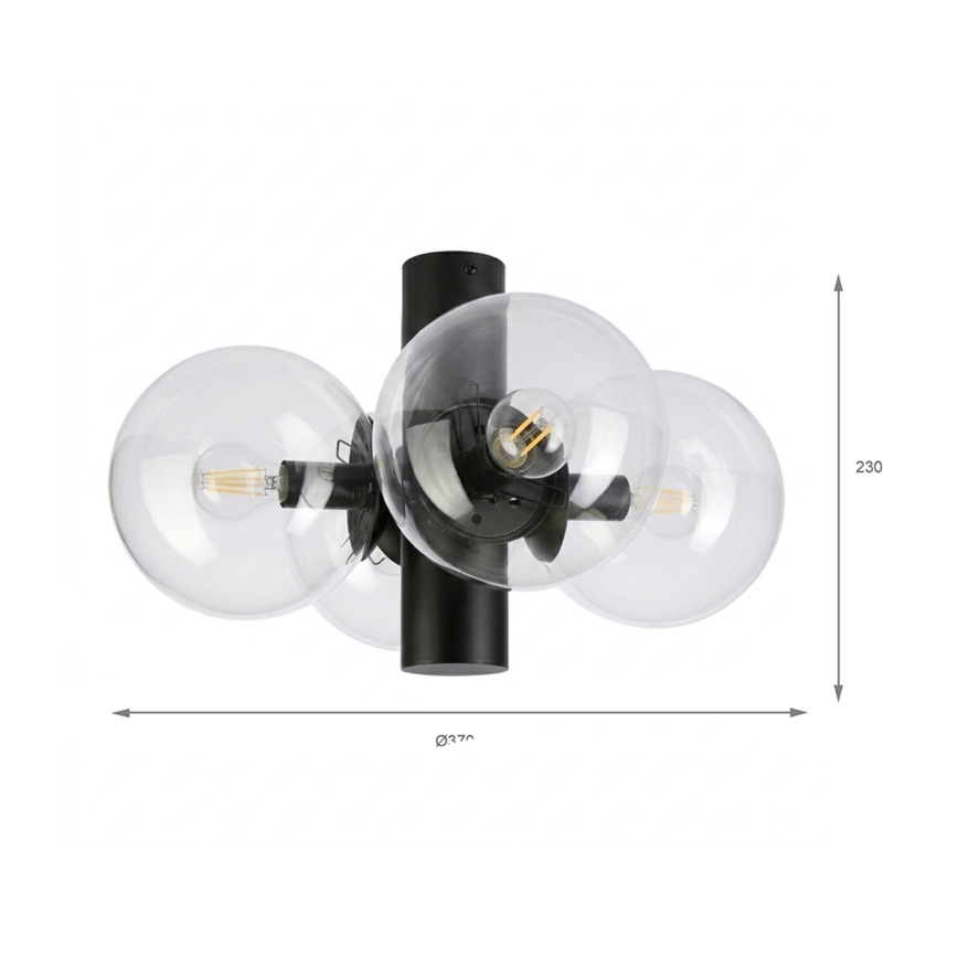Candeeiro de tecto SFERIO 4xE14/5W/230V preto/transparente