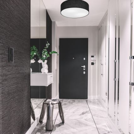 Candeeiro de tecto SIRJA 2xE27/15W/230V Ø 45 cm preto
