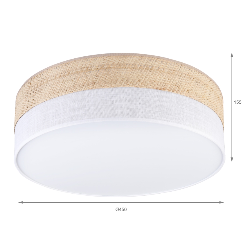 Candeeiro de tecto SIRJA BOHO 2xE27/15W/230V diâmetro 45 cm bege/branco