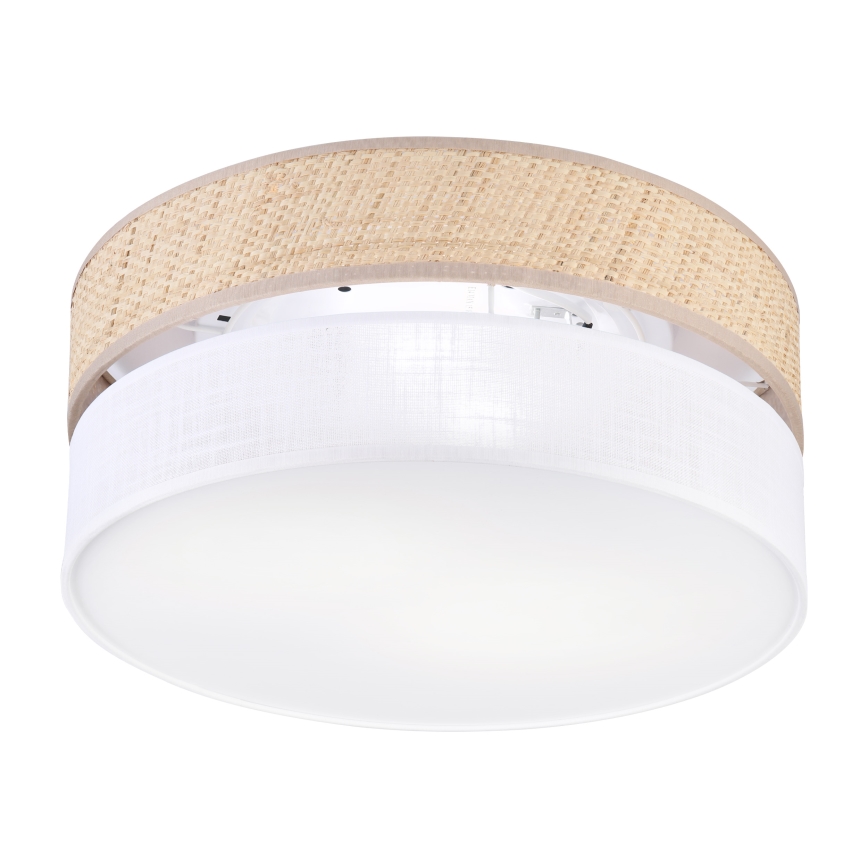 Candeeiro de tecto SIRJA DOUBLE BOHO 2xE14/15W/230V Ø 35 cm bege/branco