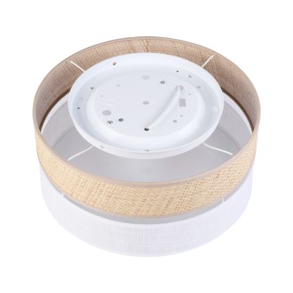 Candeeiro de tecto SIRJA DOUBLE BOHO 2xE14/15W/230V Ø 35 cm bege/branco