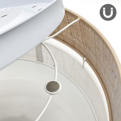 Candeeiro de tecto SIRJA DOUBLE BOHO 2xE14/15W/230V Ø 35 cm bege/branco