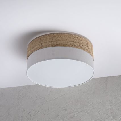 Candeeiro de tecto SIRJA DOUBLE BOHO 2xE14/15W/230V Ø 35 cm bege/branco