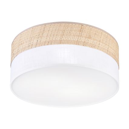 Candeeiro de tecto SIRJA DOUBLE BOHO 2xE14/15W/230V Ø 35 cm bege/branco