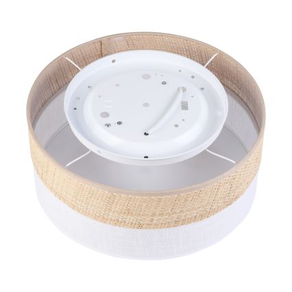 Candeeiro de tecto SIRJA DOUBLE BOHO 2xE14/15W/230V Ø 35 cm bege/branco