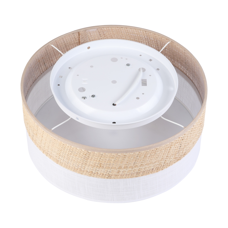 Candeeiro de tecto SIRJA DOUBLE BOHO 2xE14/15W/230V Ø 35 cm bege/branco