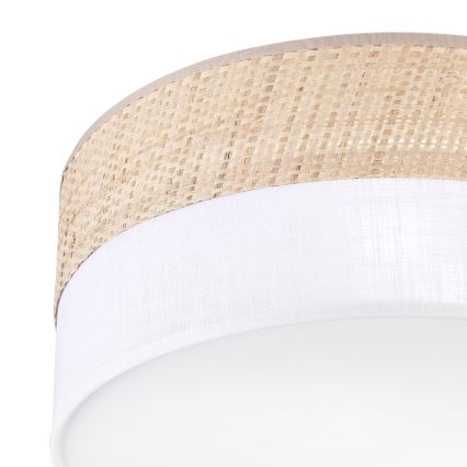 Candeeiro de tecto SIRJA DOUBLE BOHO 2xE14/15W/230V Ø 35 cm bege/branco