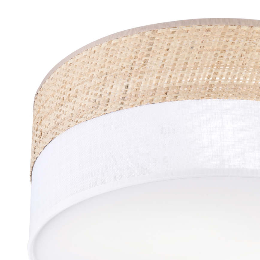 Candeeiro de tecto SIRJA DOUBLE BOHO 2xE14/15W/230V Ø 35 cm bege/branco