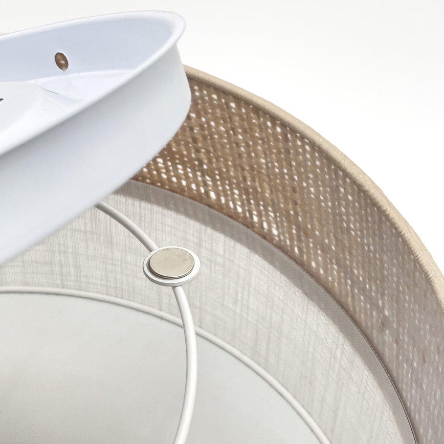 Candeeiro de tecto SIRJA DOUBLE BOHO 2xE14/15W/230V Ø 35 cm bege/branco