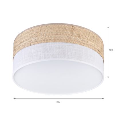 Candeeiro de tecto SIRJA DOUBLE BOHO 2xE14/15W/230V Ø 35 cm bege/branco
