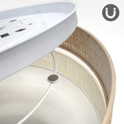 Candeeiro de tecto SIRJA DOUBLE BOHO 2xE14/15W/230V Ø 35 cm bege/creme