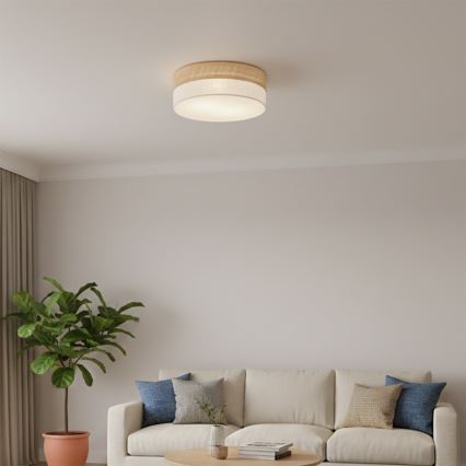 Candeeiro de tecto SIRJA DOUBLE BOHO 2xE14/15W/230V Ø 35 cm bege/creme