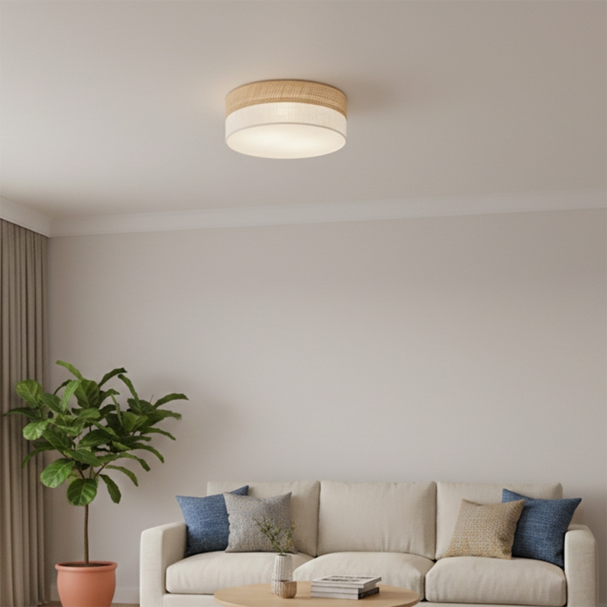 Candeeiro de tecto SIRJA DOUBLE BOHO 2xE14/15W/230V Ø 35 cm bege/creme