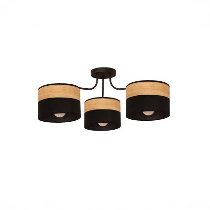 Candeeiro de tecto sobreposto ALBA 3xE27/15W/230V Ø 66 cm preto/castanho