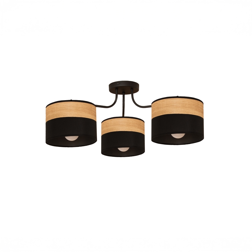 Candeeiro de tecto sobreposto ALBA 3xE27/15W/230V Ø 66 cm preto/castanho