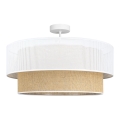 Candeeiro de tecto sobreposto BORHO 1xE27/60W/230V Ø 40 cm branco/juta