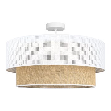 Candeeiro de tecto sobreposto BORHO 1xE27/60W/230V Ø 40 cm branco/juta