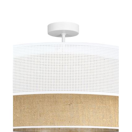 Candeeiro de tecto sobreposto BORHO 1xE27/60W/230V Ø 40 cm branco/juta