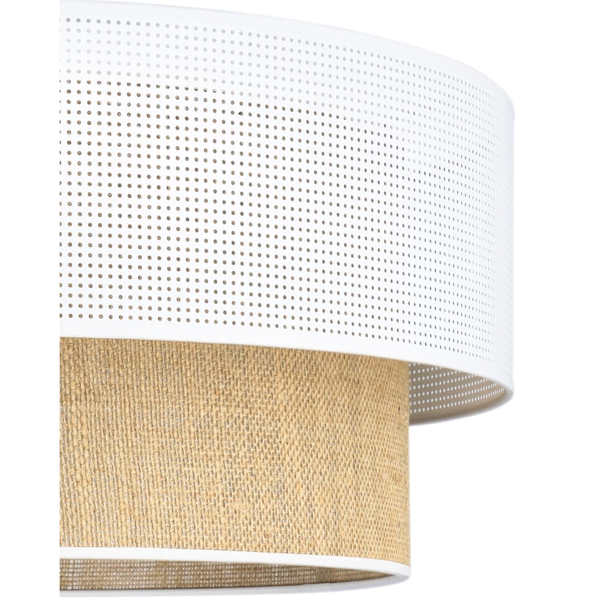 Candeeiro de tecto sobreposto BORHO 1xE27/60W/230V Ø 40 cm branco/juta