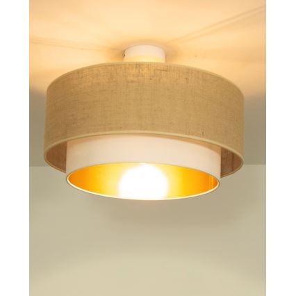Candeeiro de tecto sobreposto SARTA 1xE27/60W/230V Ø 45 cm branco/juta