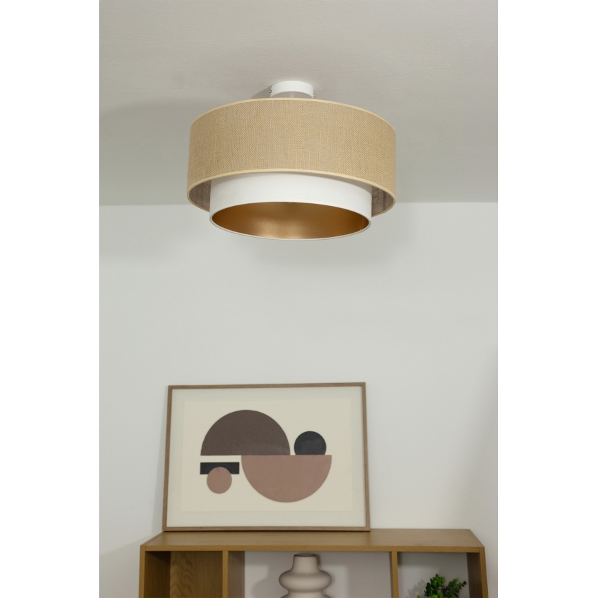 Candeeiro de tecto sobreposto SARTA 1xE27/60W/230V Ø 45 cm branco/juta
