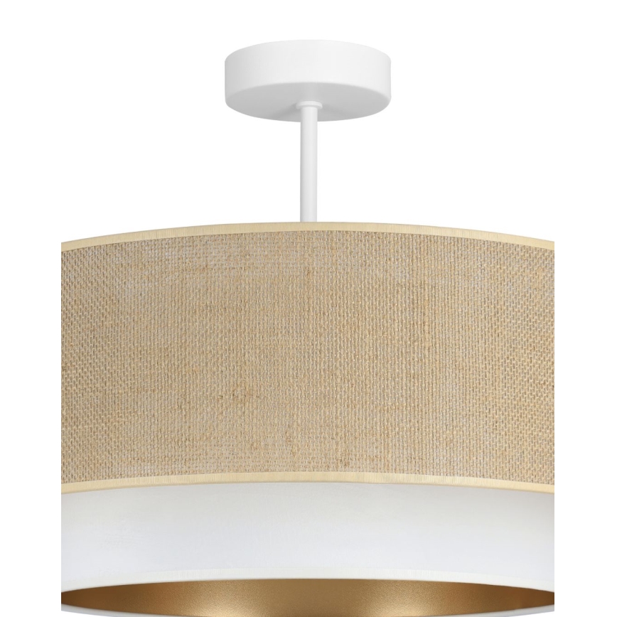Candeeiro de tecto sobreposto SARTA 1xE27/60W/230V Ø 45 cm branco/juta