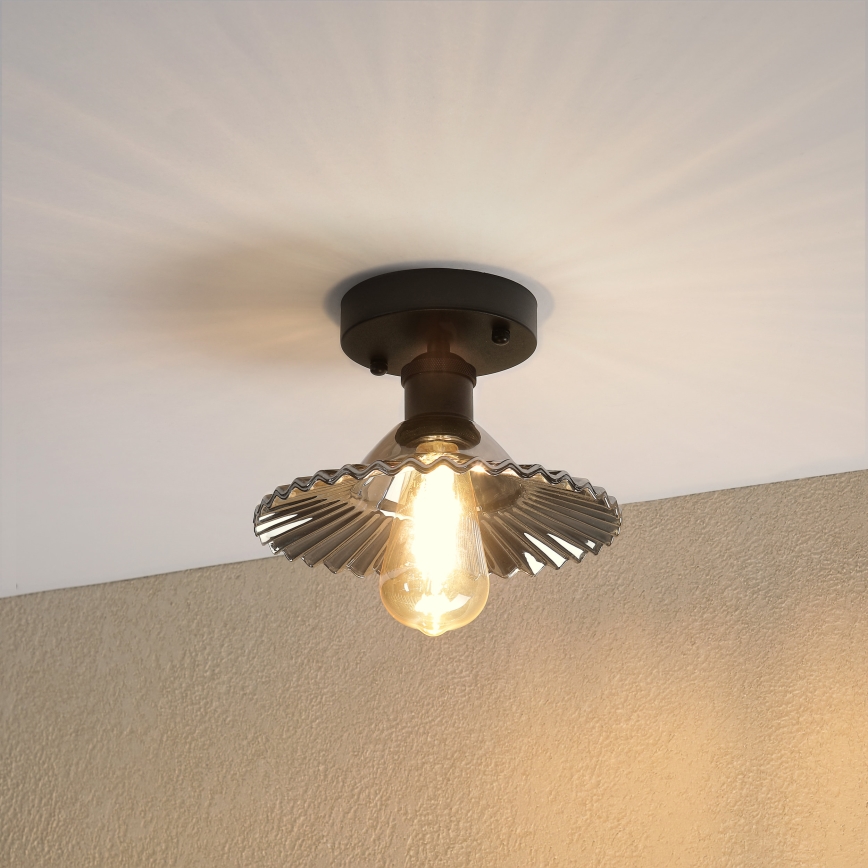 Candeeiro de tecto sobreposto TRISH 1xE27/15W/230V preto/preto fumado