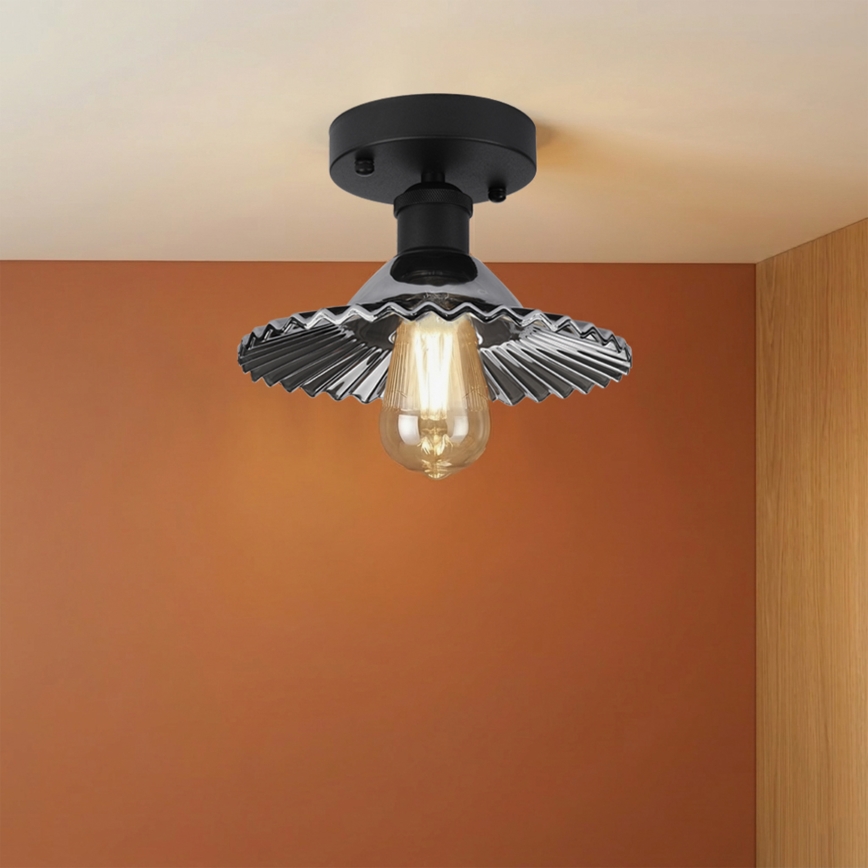 Candeeiro de tecto sobreposto TRISH 1xE27/15W/230V preto/preto fumado