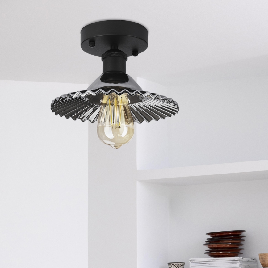 Candeeiro de tecto sobreposto TRISH 1xE27/15W/230V preto/preto fumado