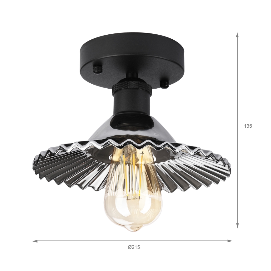 Candeeiro de tecto sobreposto TRISH 1xE27/15W/230V preto/preto fumado