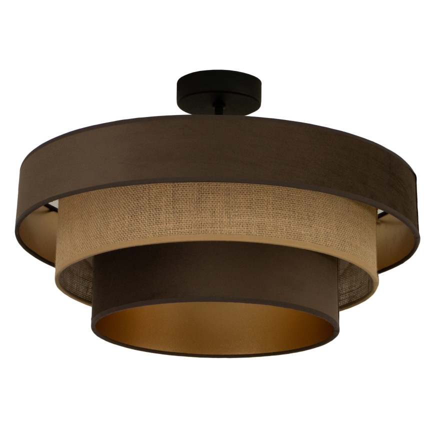 Candeeiro de tecto sobreposto WENTA 1xE27/60W/230V diâmetro 50 cm castanho/juta