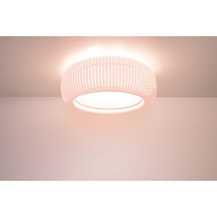 Candeeiro de tecto STRIPES 2xE27/40W/230V Ø 55 cm branco/rosa