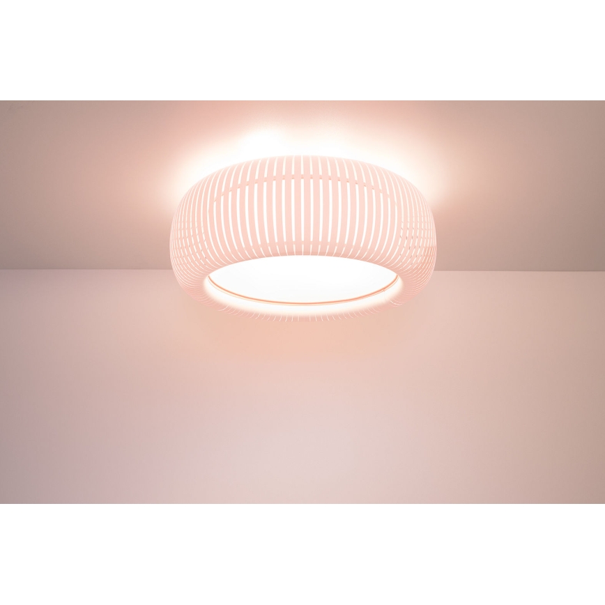 Candeeiro de tecto STRIPES 2xE27/40W/230V Ø 55 cm branco/rosa