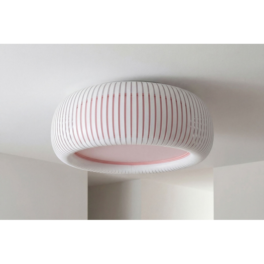 Candeeiro de tecto STRIPES 2xE27/40W/230V Ø 55 cm branco/rosa