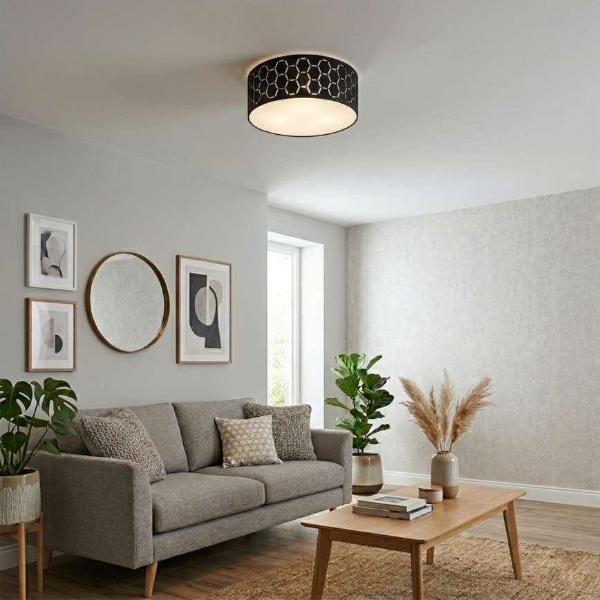 Candeeiro de tecto ULLE 1xE27/15W/230V Ø 35 cm preto