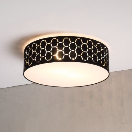 Candeeiro de tecto ULLE 2xE27/15W/230V Ø 45 cm preto