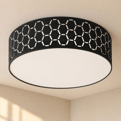 Candeeiro de tecto ULLE 2xE27/15W/230V Ø 45 cm preto