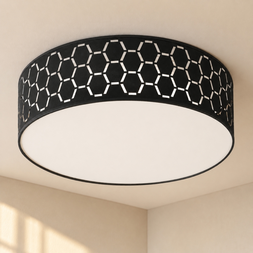 Candeeiro de tecto ULLE 2xE27/15W/230V Ø 45 cm preto