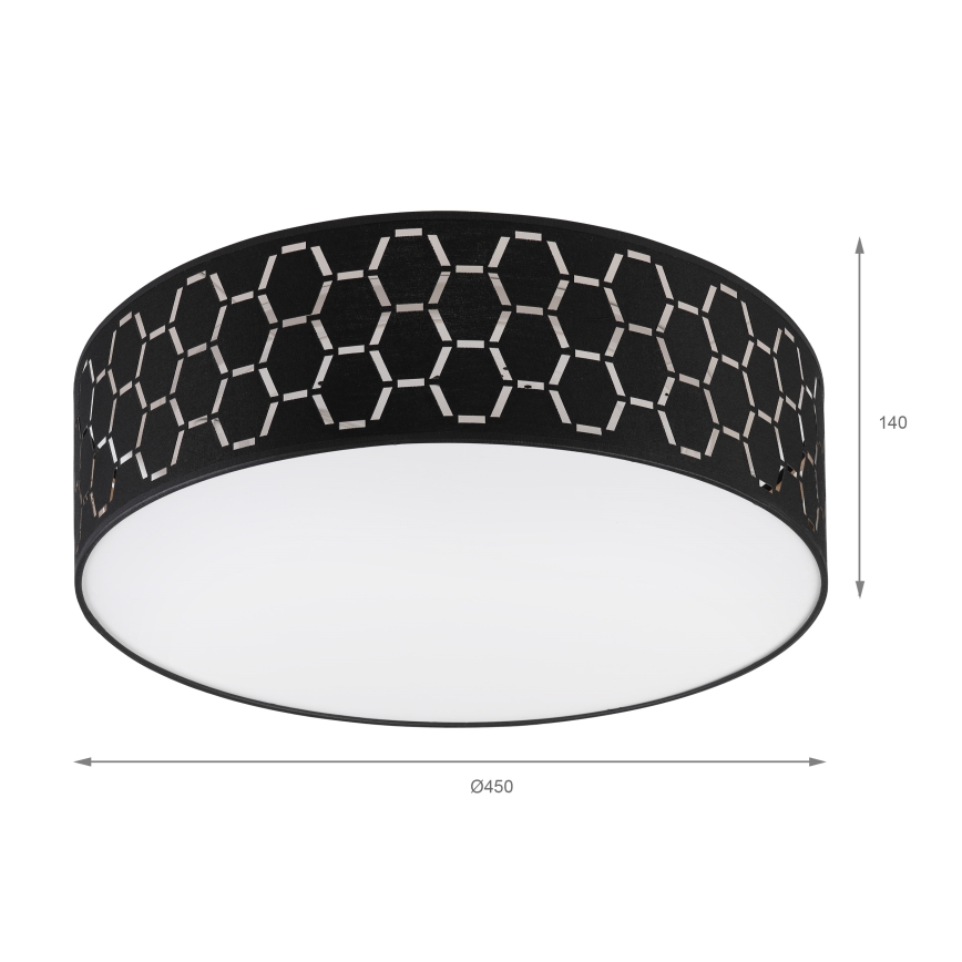 Candeeiro de tecto ULLE 2xE27/15W/230V Ø 45 cm preto