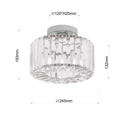 Candeeiro de tecto VETRO 1xE27/15W/230V diâmetro 24,5 cm cromado mate