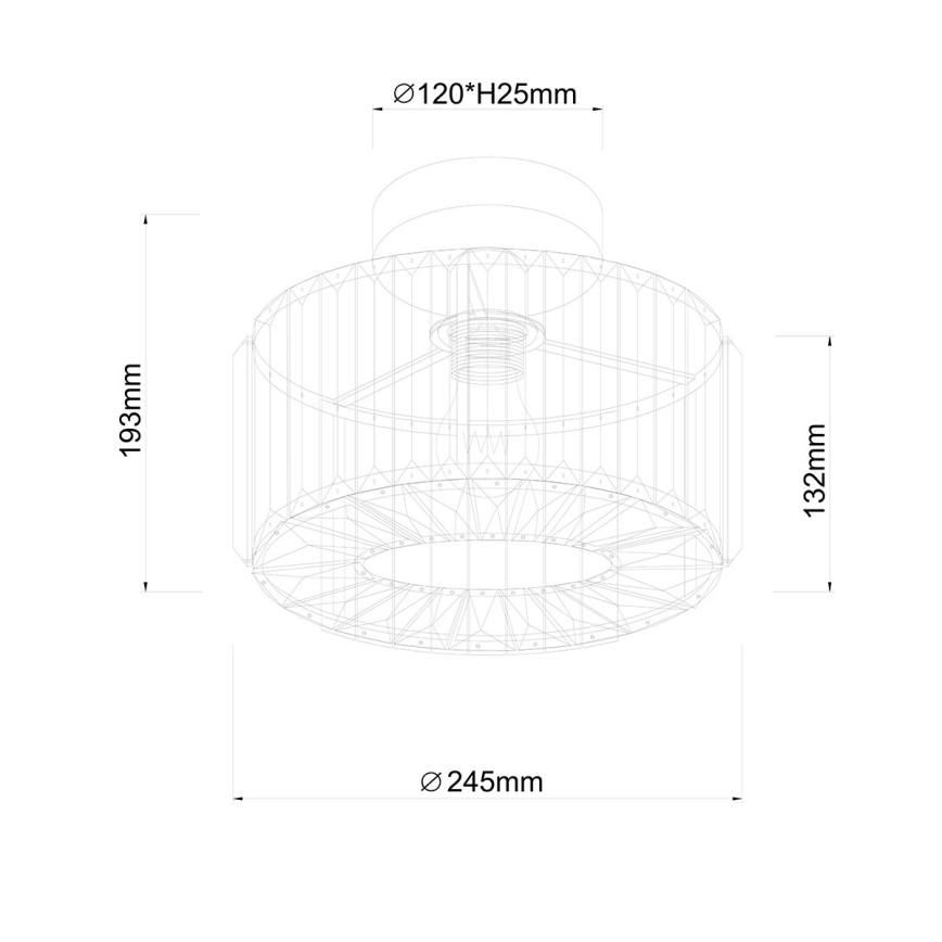 Candeeiro de tecto VETRO 1xE27/15W/230V diâmetro 24,5 cm cromado mate